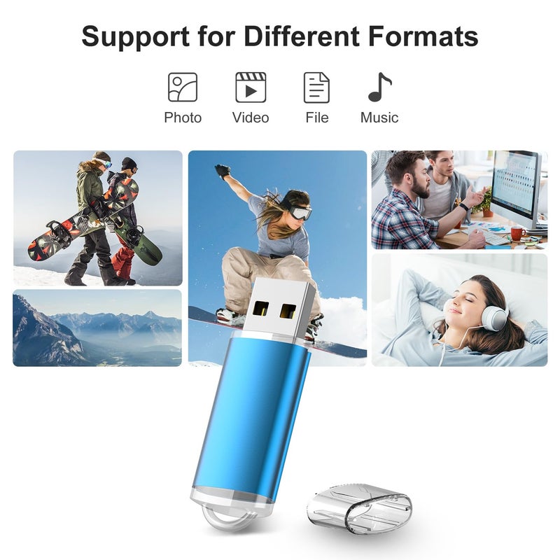 RAOYI 10 Pack 64GB USB Flash Drive USB 2.0 Memory Stick Bulk Thumb Drive Pen Drive Jump Drive-Blue - Image 4